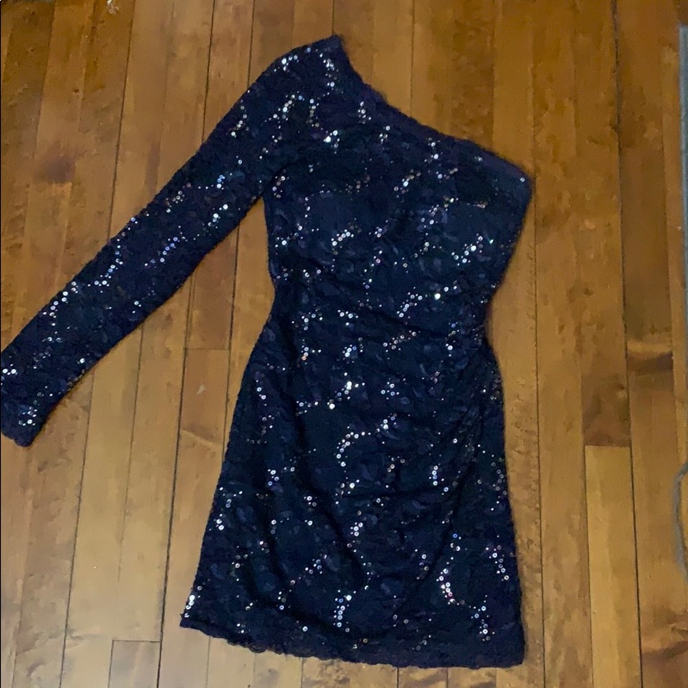 Navy one sleeve dress